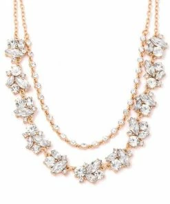 Vendor-unknown Morra Gold Crystal Station Double Chain Necklace