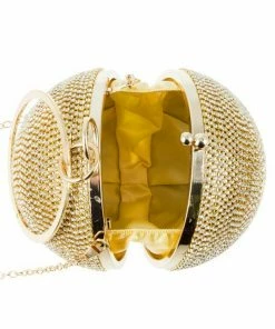 Vendor-unknown JUST IN Disco Black Round Rhinestone Clutch Bag