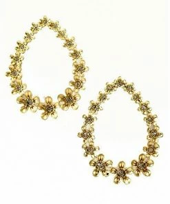 Vendor-unknown ACCESSORIES Simona Golden Round Flower Hoop Earrings