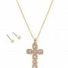 Vendor-unknown JUST IN Lauren Gold Square Rhinestone Cross Pendant Necklace