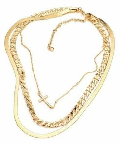 Vendor-unknown JUST IN Deena Gold Cross Pendant Triple Necklace