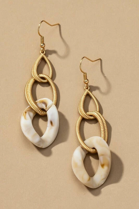 Vendor-unknown JUST IN Janna Chunky Metal And Acetate Link Chain Drop Earrings