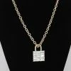 Vendor-unknown Jaden Gold Bulky Lock Pendant Chain Necklace