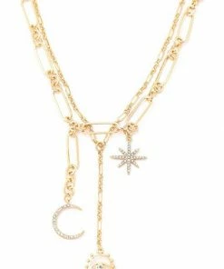 Vendor-unknown JUST IN Shanny Gold Star Moon Hamsa Pendant Layered Necklace