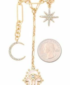 Vendor-unknown JUST IN Shanny Gold Star Moon Hamsa Pendant Layered Necklace