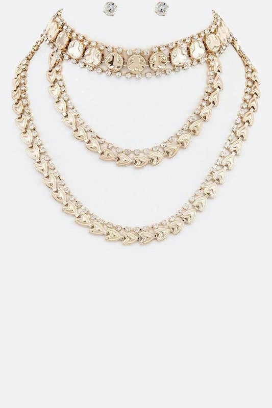 Vendor-unknown JUST IN Dahlia Gold Rhinestone Accent Statement Collar Necklace