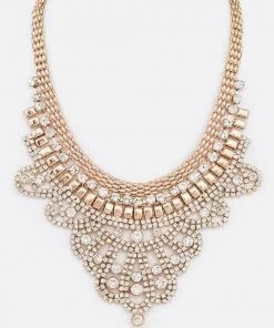 Vendor-unknown JUST IN Stacy Gold Rhinestone Mix Chain Statement Necklace