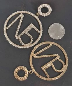 Vendor-unknown No5 Gold Pavé Dangle Earrings