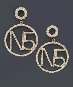 Vendor-unknown No5 Gold Pavé Dangle Earrings