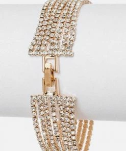 Vendor-unknown JUST IN Vanessa Gold Multi Layer Rhinestone Tennis Bracelet