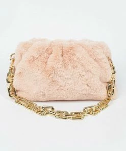 Vendor-unknown JUST IN Malina Nude Faux Fur Crossbody Bag