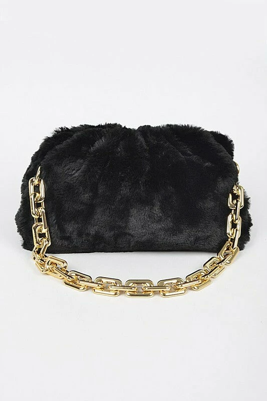 Vendor-unknown Malina Black Faux Fur Crossbody Bag