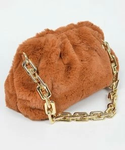 Vendor-unknown JUST IN Malina Nude Faux Fur Crossbody Bag