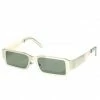 Vendor-unknown Neo Silver Green Lens Retro Rectangle Sunglasses