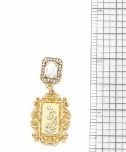 Vendor-unknown Janice Gold Vintage Floral Square Post Earrings JUST IN