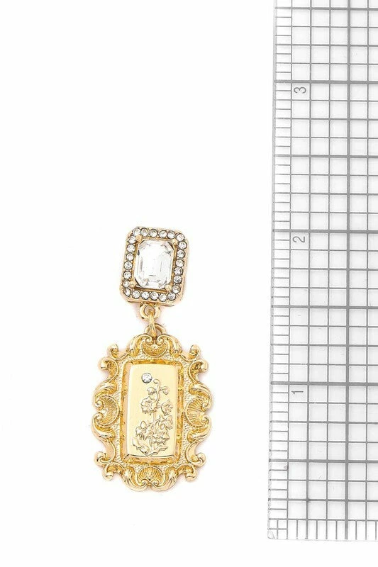 Vendor-unknown Janice Gold Vintage Floral Square Post Earrings JUST IN