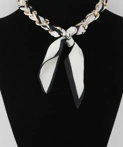 Vendor-unknown JUST IN Franny White Ribbon Laced Chain Necklace