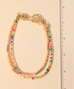Vendor-unknown Miya Multi Color Three Layered Dainty Beaded Anklet