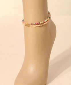 Vendor-unknown Miya Multi Color Three Layered Dainty Beaded Anklet
