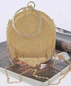 Vendor-unknown Summa Fringe Rhinestone Round Clutch Bag JUST IN