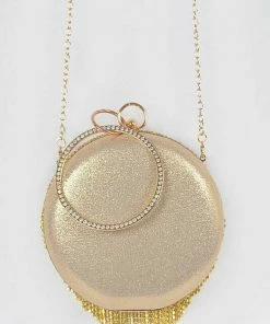 Vendor-unknown Summa Fringe Rhinestone Round Clutch Bag JUST IN