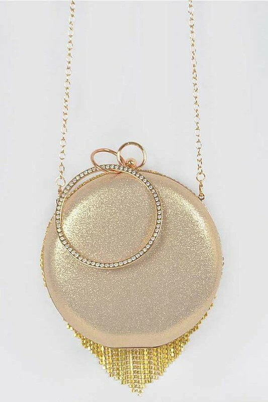 Vendor-unknown Summa Fringe Rhinestone Round Clutch Bag JUST IN
