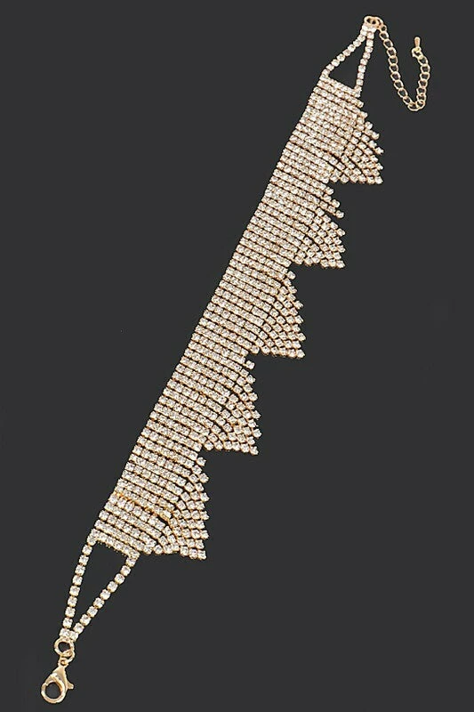 Vendor-unknown Trey Silver Rhinestone Drop Choker Necklace