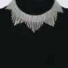 Vendor-unknown Trey Silver Rhinestone Drop Choker Necklace
