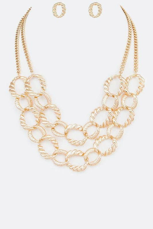 Vendor-unknown JUST IN Cathy Gold Textured Chain Layer Necklace Set