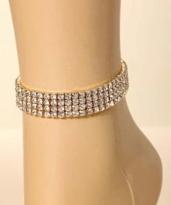 Vendor-unknown JUST IN Rocky Rhinestone Stone Layered Chain Anklet