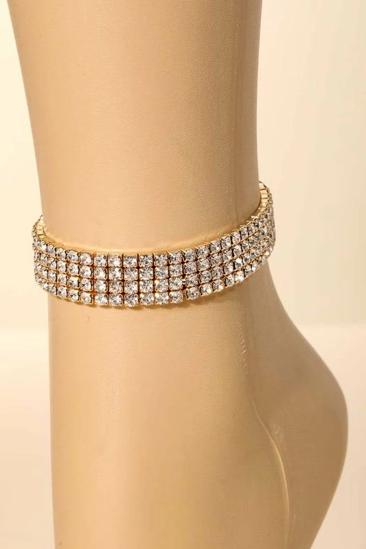 Vendor-unknown JUST IN Rocky Rhinestone Stone Layered Chain Anklet