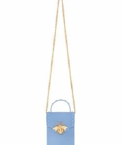 Vendor-unknown JUST IN Stephany Blue Gold Bee Decorated Rectangular Jelly Bag