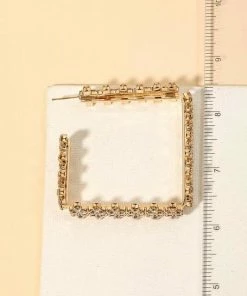 Vendor-unknown JUST IN Trisha Square Rhinestone Cutout Hoop Earrings