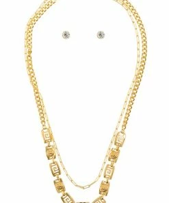 Vendor-unknown JUST IN Davie Gold Greek Pattern Necklace
