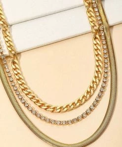 Vendor-unknown JUST IN Allison Herringbone Chain Link Layered Necklace