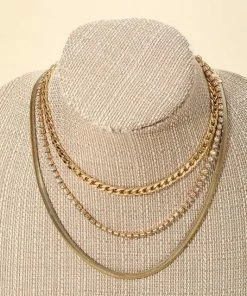 Vendor-unknown JUST IN Allison Herringbone Chain Link Layered Necklace