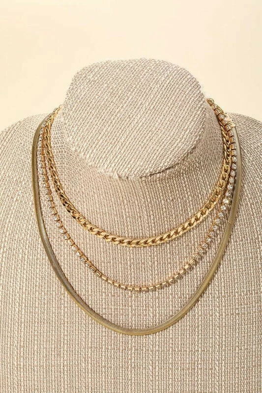 Vendor-unknown JUST IN Allison Herringbone Chain Link Layered Necklace