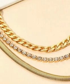 Vendor-unknown JUST IN Allison Herringbone Chain Link Layered Necklace