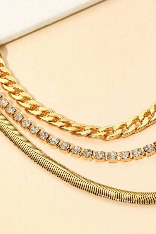 Vendor-unknown JUST IN Allison Herringbone Chain Link Layered Necklace