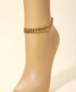 Vendor-unknown Karama Curb Chain Link Rhinestone Layered Anklet