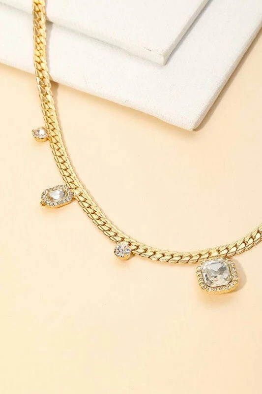 Vendor-unknown Elin Rhinestone Link Square Necklace