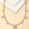 Vendor-unknown Elin Rhinestone Link Square Necklace