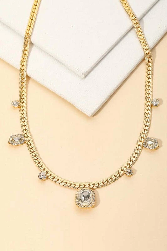 Vendor-unknown Elin Rhinestone Link Square Necklace