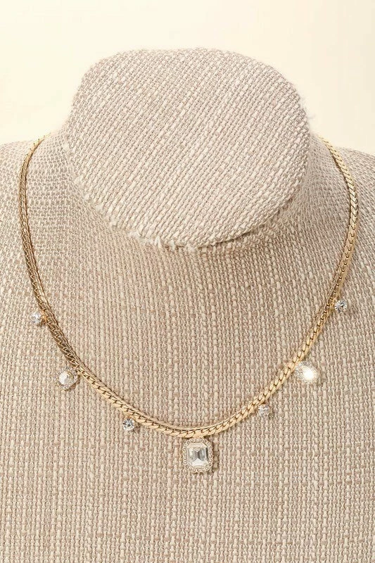 Vendor-unknown Elin Rhinestone Link Square Necklace