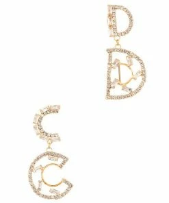 Vendor-unknown ACCESSORIES Heather Gold C And D Dangle Baguette Stone Earring