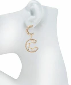 Vendor-unknown ACCESSORIES Heather Gold C And D Dangle Baguette Stone Earring