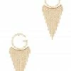 Vendor-unknown Moana Gold Crystal G With Rhinestone Fringe Earring