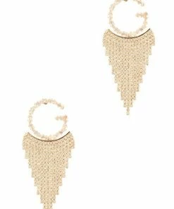 Vendor-unknown Moana Gold Crystal G With Rhinestone Fringe Earring