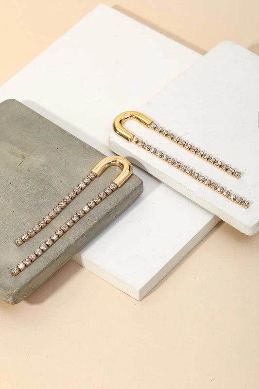 Vendor-unknown Taylor U Shape Rhinestone Fringe Dangle Earrings