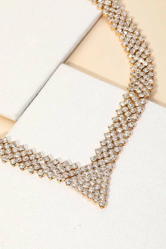 Vendor-unknown Austin Pave Rhinestone Chain Triangle Necklace